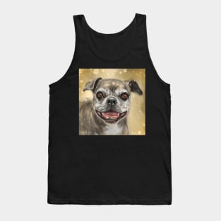 Painting of a Mixed Boxer Puppy with a Big Smile and Big Pink Tongue Tank Top